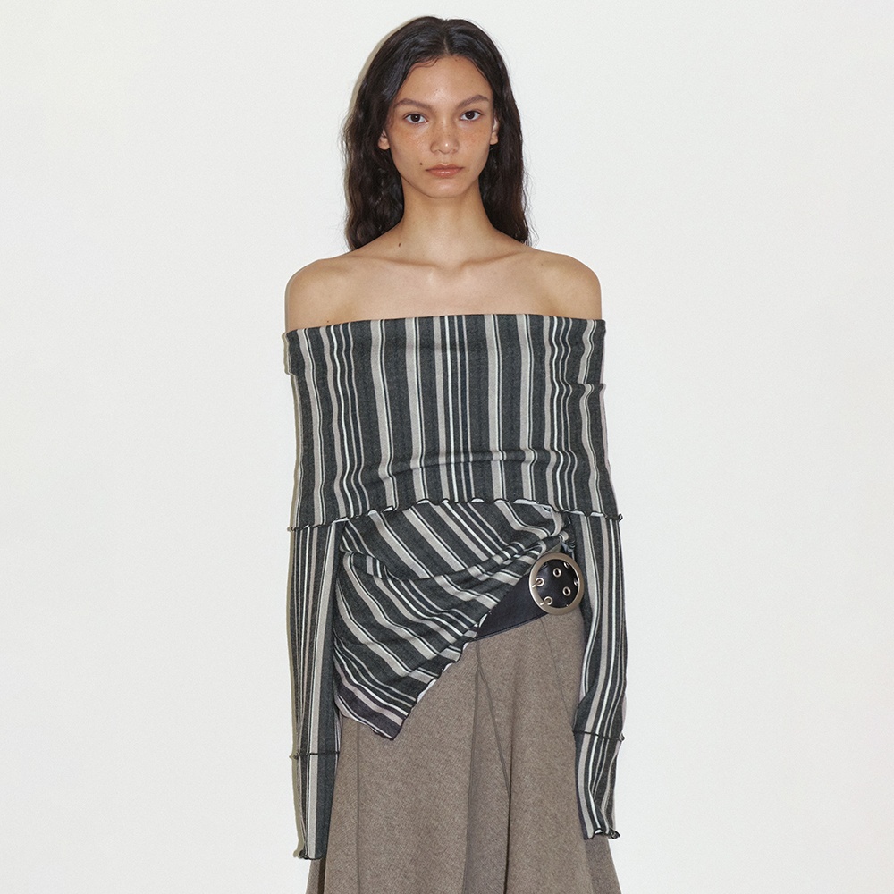 Multi-Chromatic Off Shoulder Sweater