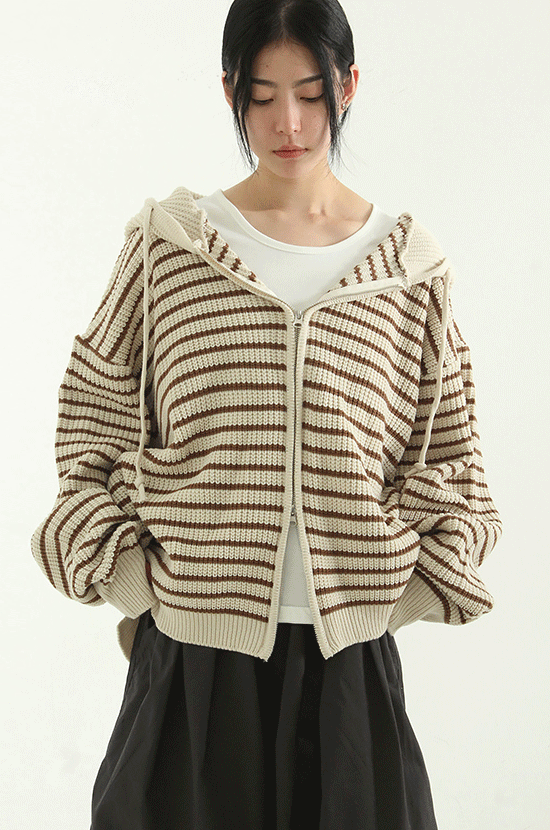 로컬맨션 hand warmer stripe hood zipup (unisex) 위시버킷