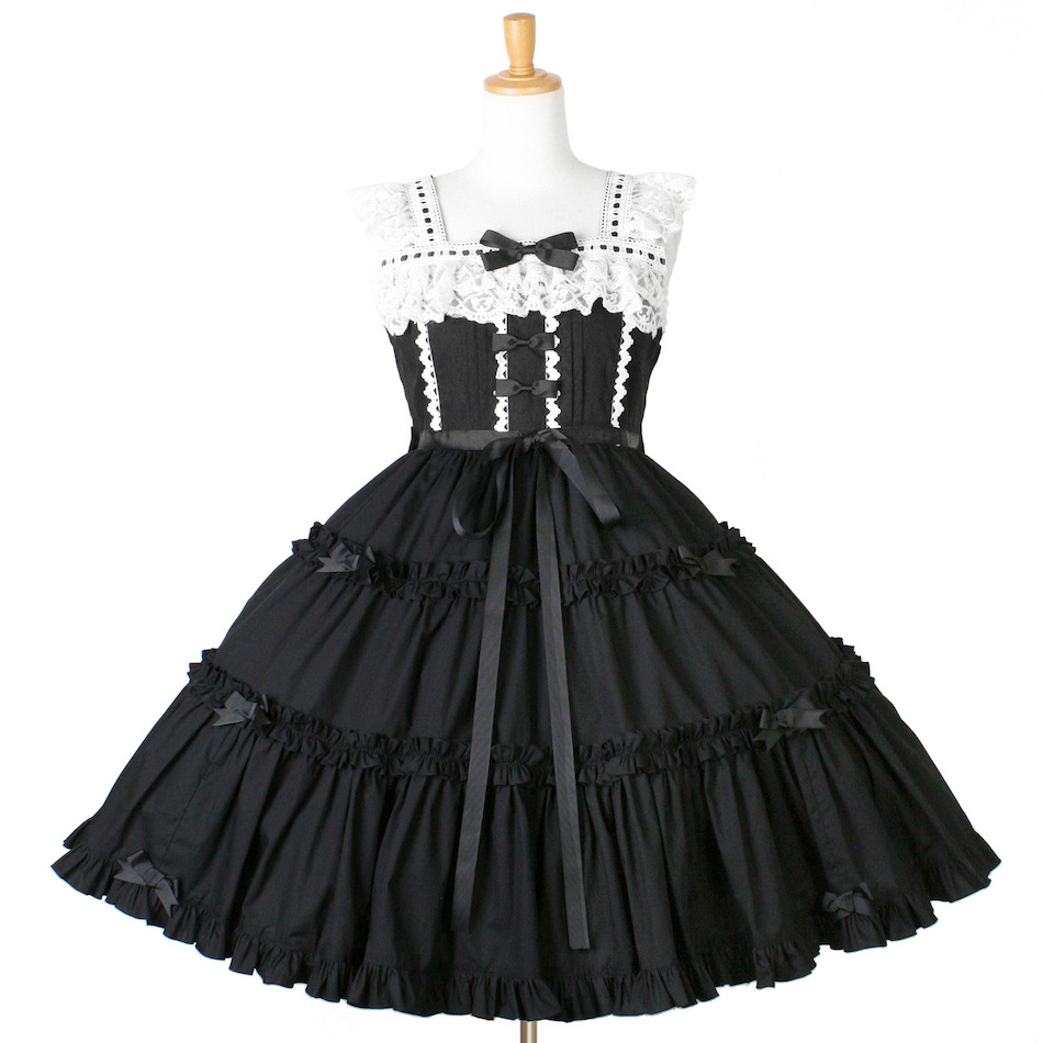 AND ROMEO アンドロミオ ジャンパースカート　ジャンスカ　ゴスロリ アンドロミオ ジャンスカ 앤드로미오 【最新作】黒x白 レースとフリル