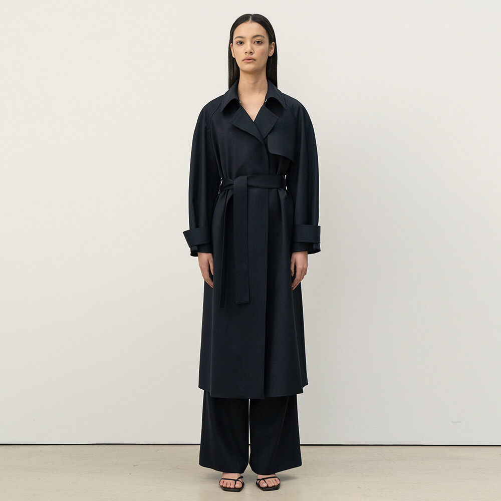 킨더살몬 FW20 Simple Trench Coat Navy - 위시버킷