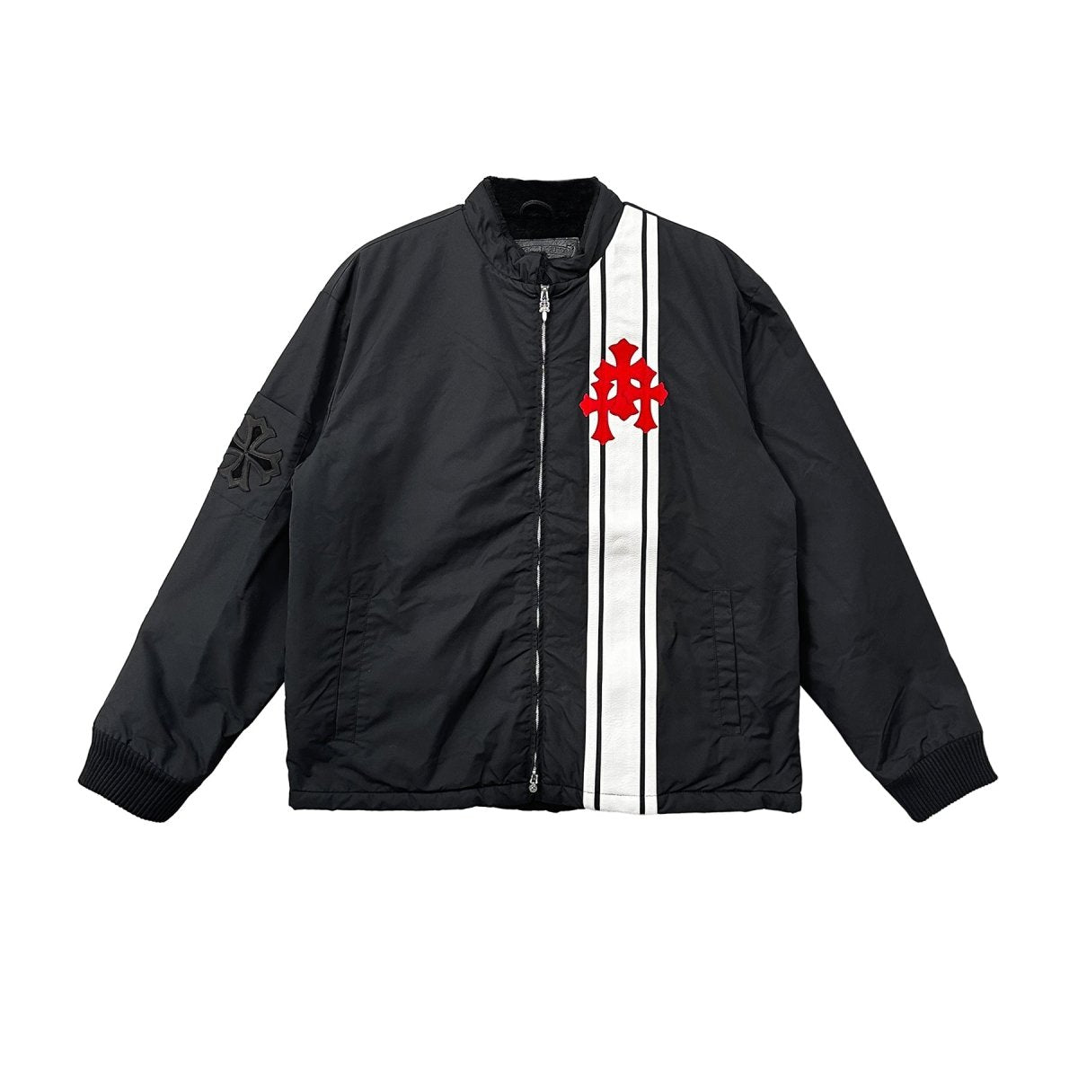 크롬하츠 Chrome Hearts Faux Fur Lined Red Triple Cross Patch