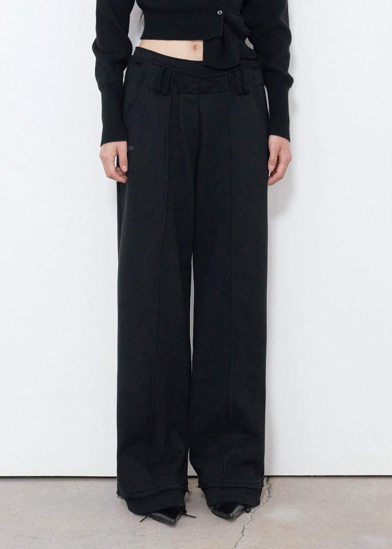 보헤미안서울 RIB LAYERED WAIST PANTS, BLACK - 위시버킷