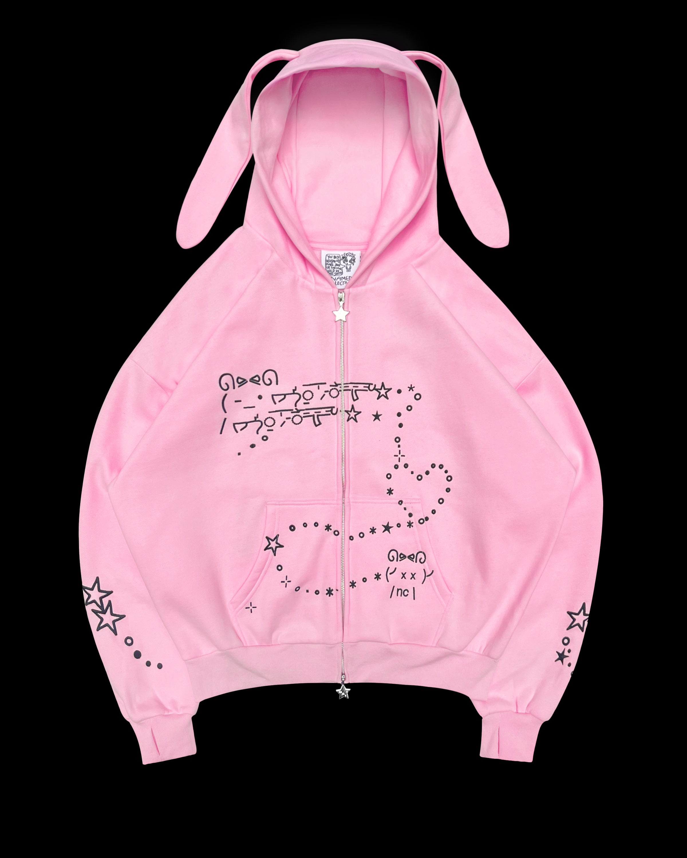 【NAMED COLLECTIVE】MALFUNCTION ZIP HOODIE MALFUNCTION BUNNY ZIP HOODIE BLACK (DETACHABLE EARS) – NAMED