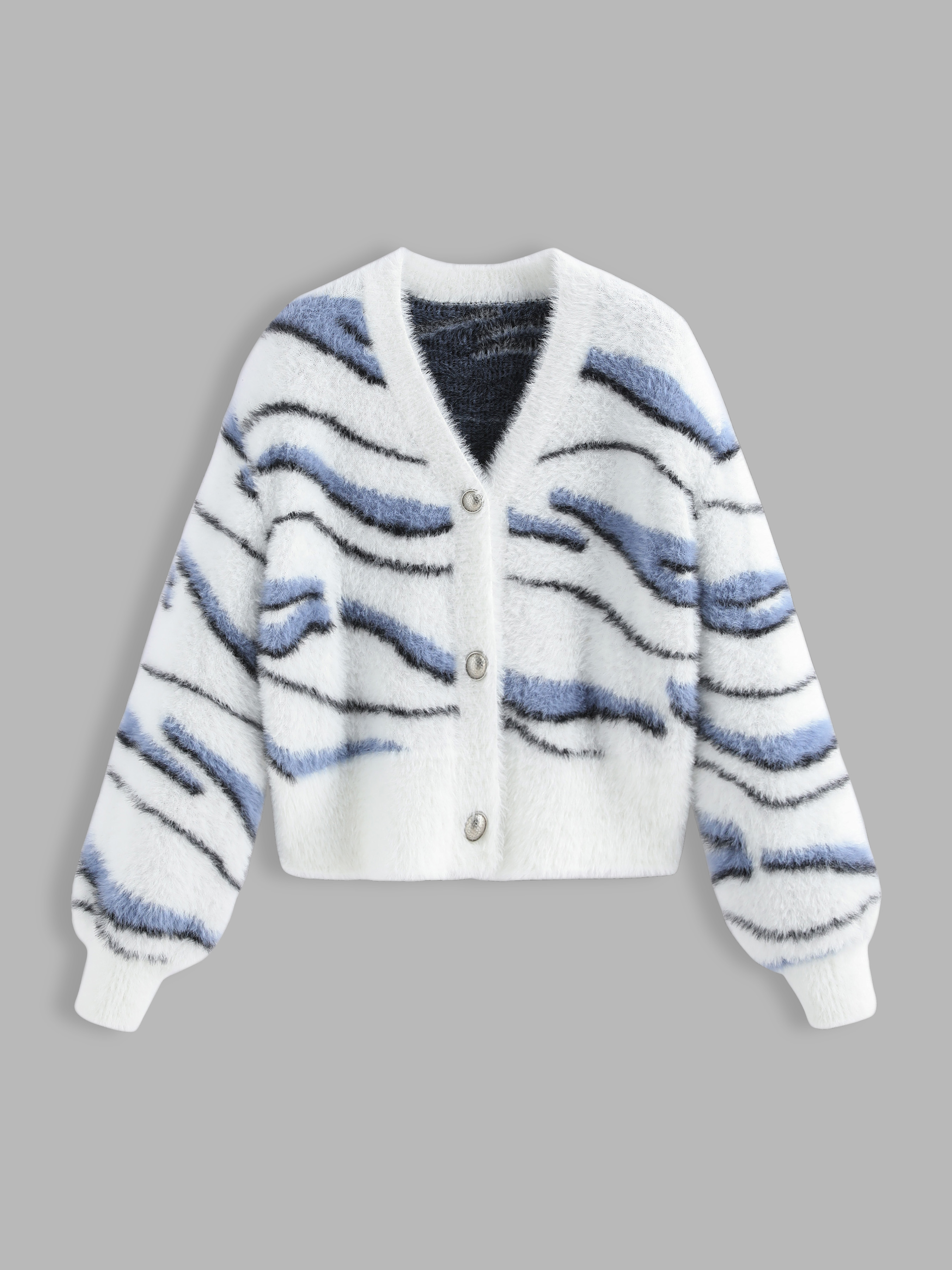 사이다 CIDER Zebra Pattern Fluffy Knit Cardigan 위시버킷