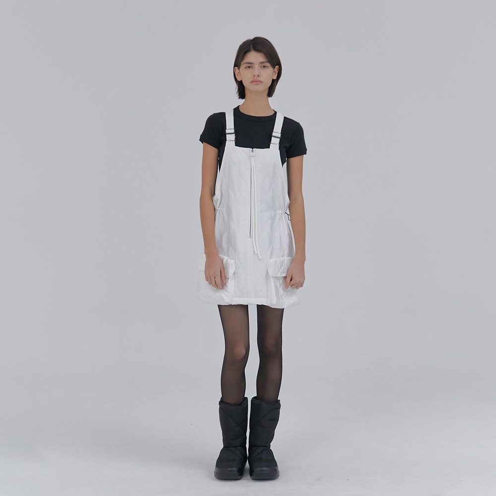 헤더먼트 quilted cargo string overall (white) - 위시버킷