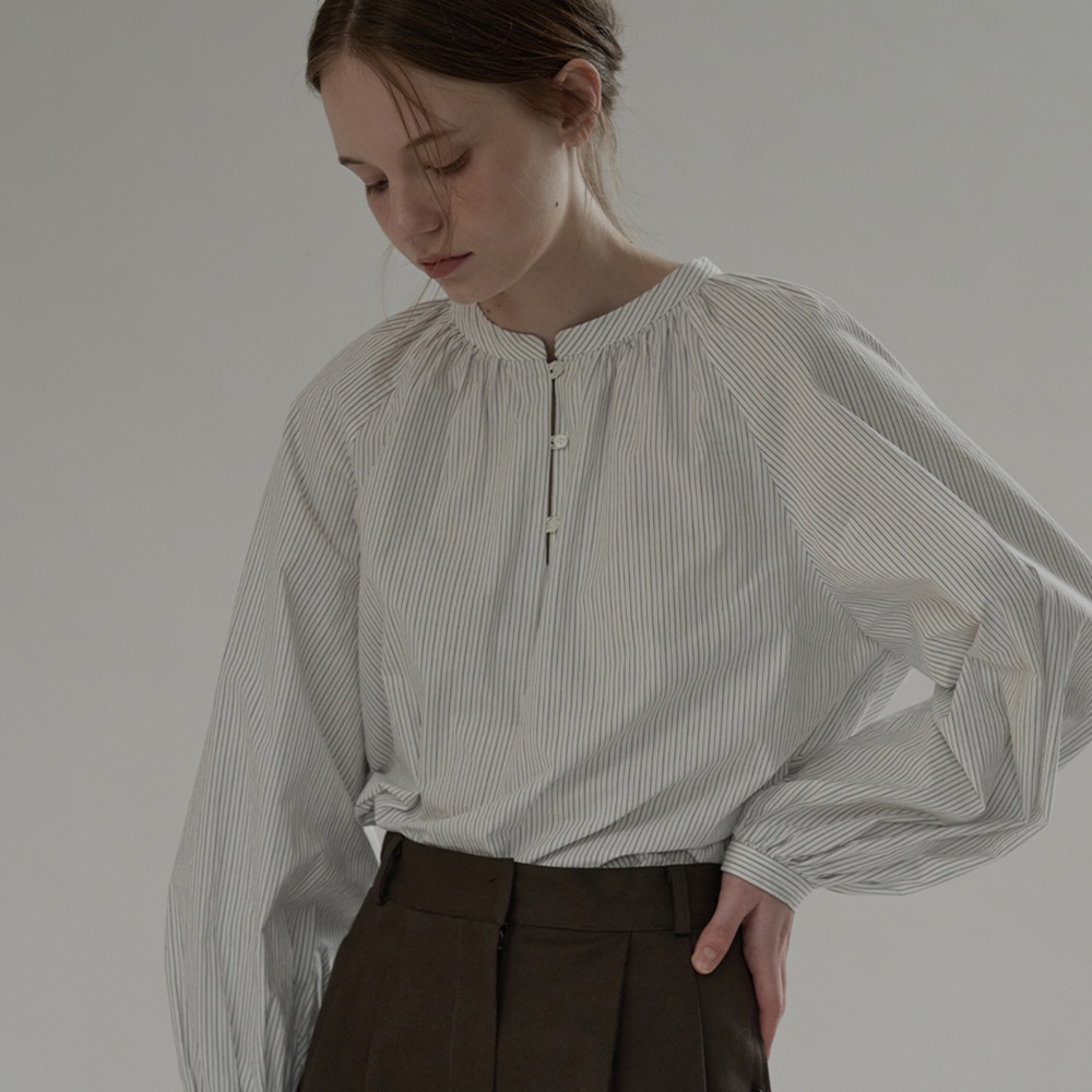 더미튼 Button loop blouse (white stripe) - 위시버킷
